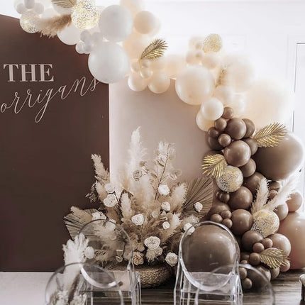 Dark Brown Balloons 100pcs Boho Coffee Neutral Different Sizes