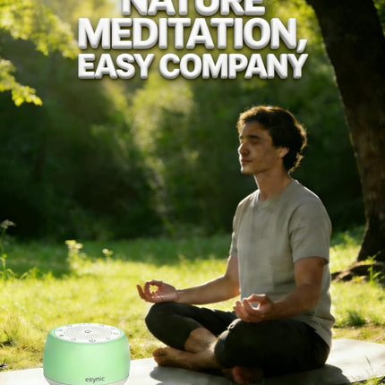 eSynic Rechargeable Tibetan Singing Bowl for Meditation-38 Sounds White Noise Machine with Night Light & 30H Battery-15-90 Timer-Wireless-Sound Healing Device for Yoga Sleep Therapy Stress Relief