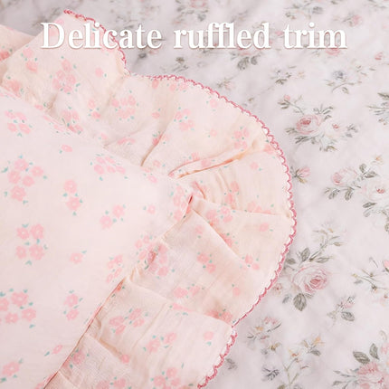 Personalized Embroidered Muslin Toddler Pillowcase with Name, Custom 100% Cotton Ruffle Edge Baby Pillows Cover, Monogram Soft Pillow Case 12"x20" with Envelope Closure Gifts for Kids Boy Girls