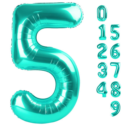 Number Balloons 5 Balloon Blue Birthday Decorations for Men Party, 40 Inch