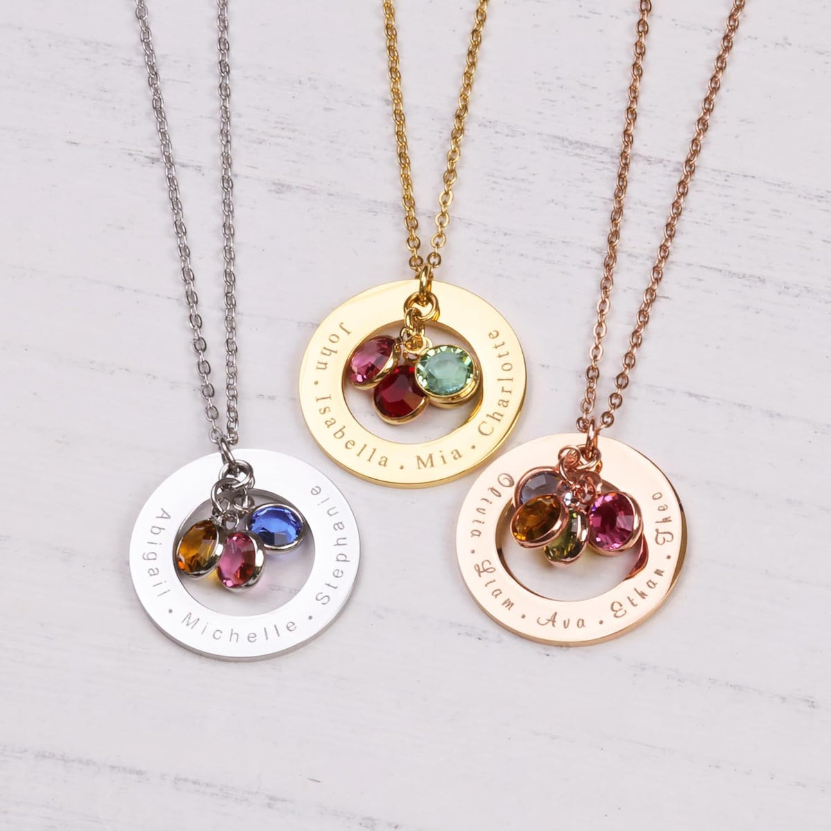 Personalized Birthstone Necklace for Mom with Kids Names - photo 3