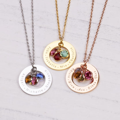 Personalized Birthstone Necklace for Mom with Kids Names - photo 3