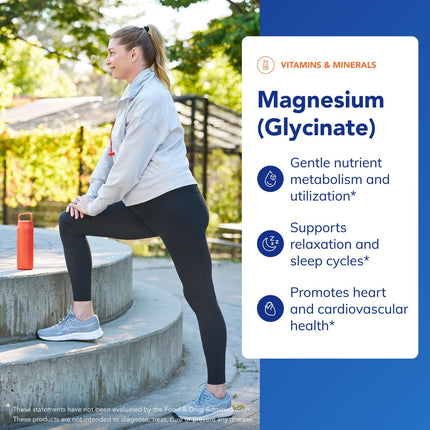 Pure Encapsulations Magnesium Glycinate supplement facts panel and ingredients list