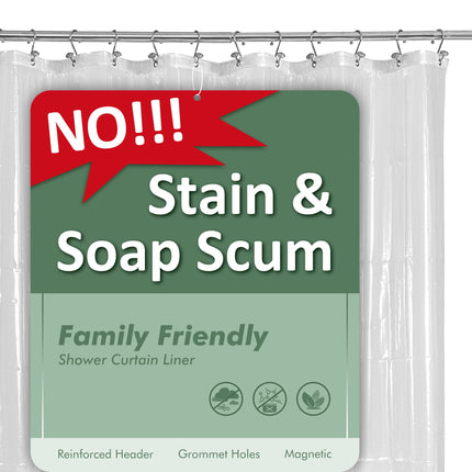 Oeko-tex Certified Shower Curtain Liner Standard Size, Clear