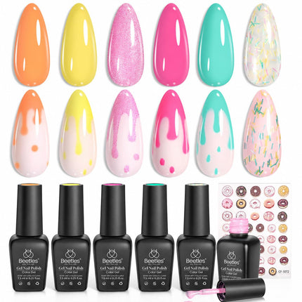 Jelly Gel Nail Polish Set, 6 Colors