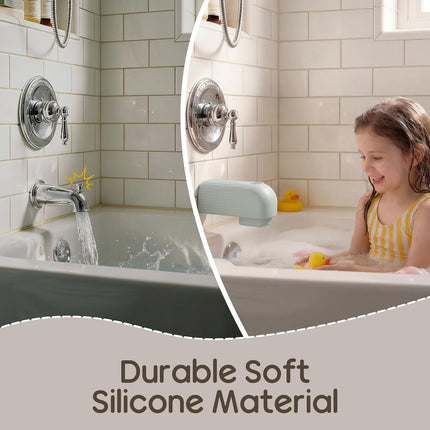 Roslim Baby Bathtub Faucet Cover, Upgraded Silicone Bath Faucet Cover for Kids, Bath Spout Cover for Baby, Faucet Cover for Bathtub Safety, Toddler Bath Tub Water Spout Cover, Universal Fit, Grey