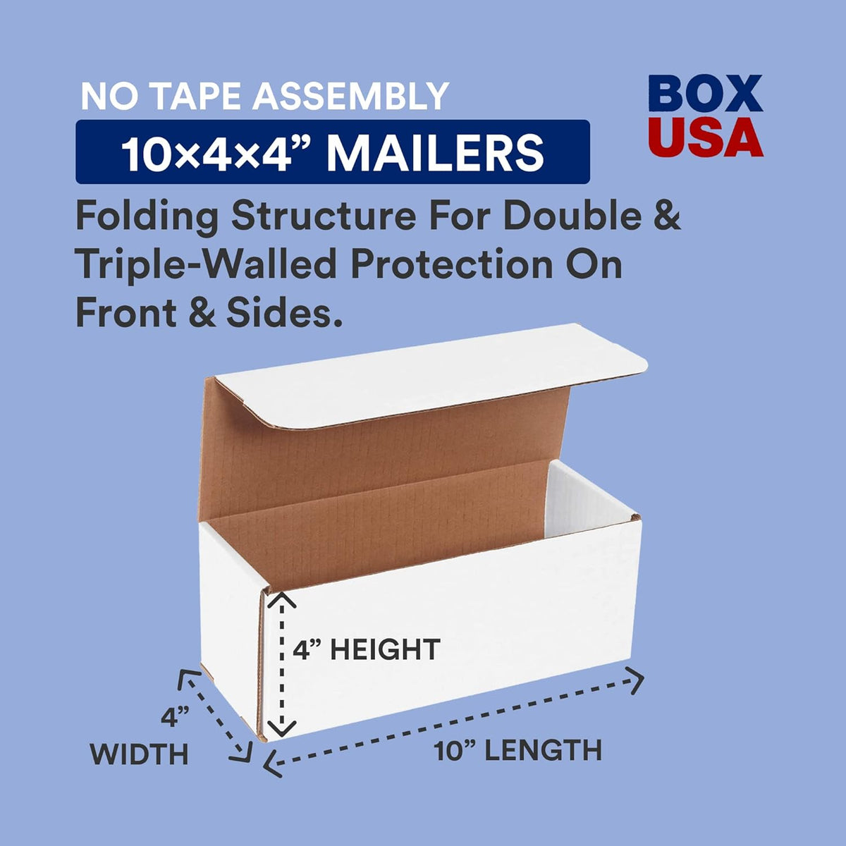 10 x 4 x 4 in White Corrugated Shipping Boxes, 50-Pack - photo 2