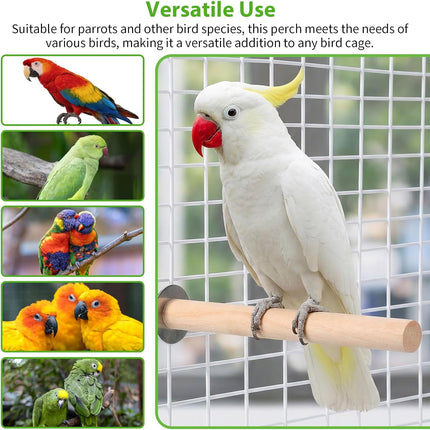 4Psc Bird Perches for Cage, Wooden Parrot Perches Stand with 4Pcs Nuts 8Pcs Washers, Different Length Natural Perch Bird Cage Accessories for Macaws Parakeets Conures Budgies Finches