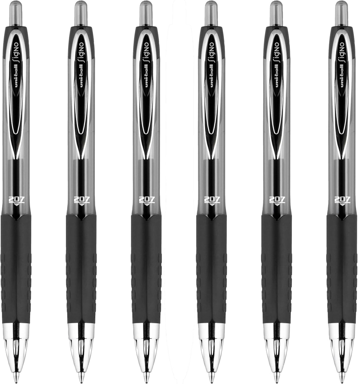 Retractable Gel Pen, Medium Point (0.7mm), Black Ink, 6 Pens