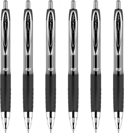 Retractable Gel Pen, Medium Point (0.7mm), Black Ink, 6 Pens