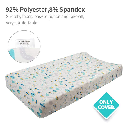 ALVABABY Stretchy Jersey Bassinet Sheet 2 Pack Changing Pad Covers Soft and Light Baby Cradle Mattress for Boys and Girls 2CZE01