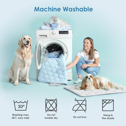 EHEYCIGA Cooling Mat for Dogs, 41" x 28"(Q-Max>0.53), Washable Dog Cooling Mat, Portable Kennel Cooling Pet Pad for Summer, Non-Slip Summer Crate Pad for Large Dog, Blue