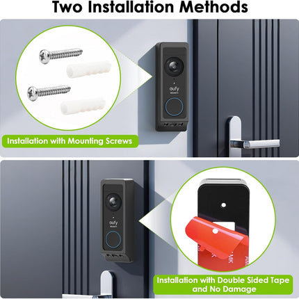 No-Drill Adhesive Doorbell Mount for Eufy Doorbell E340 Only, Door Mounting Holder Bracket for Eufy E340, Not Block Motion Sensor, Anti-Theft Camera Mount for Eufy Doorbell Camera