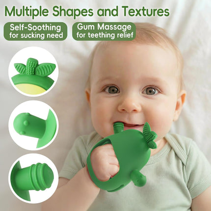 Baby Teether & Rattle Toys Avocado Teething Mitten for Sucking Needs -Anti Dropping Wrist Hand, Silicone Teethers Baby Chew Toys for Babies Over 3 Months, BPA Free