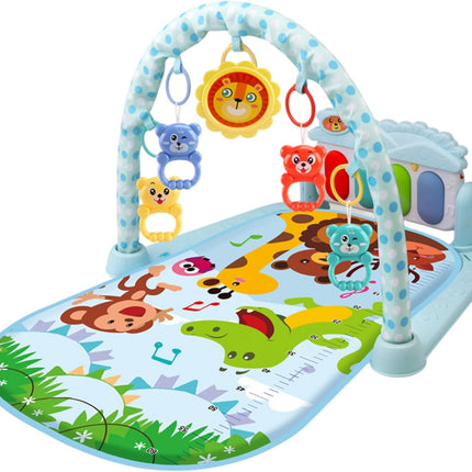 Baby Tummy Time Play Mat with Music & Light Kick and Play Piano Gym Mat with Rattle Pendant Baby Playmat for Babies 0-36 Months Blue...