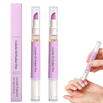 2 Pcs 2-in-1 Cuticle Oil Pusher Pen - 2026 New Ceramic Cuticle Pen,No Leak Travel Size Cuticle Pusher Pen With Oil,Moisturizing And Brightening Instant Keratin Removal Tool For Dry Damaged Nails
