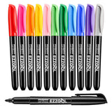 12-Color Bullet Tip Wet Erase Markers for Transparency, Whiteboards, Glass and More - Wipe with Water