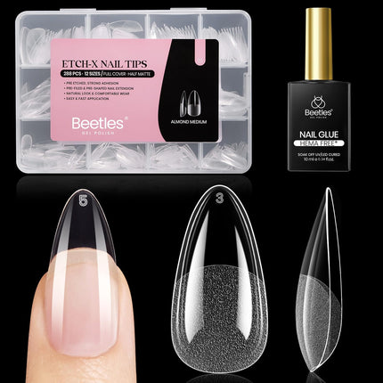 Soft Gel Nail Tips Short Almond 288pcs in 12 Sizes Etch-X