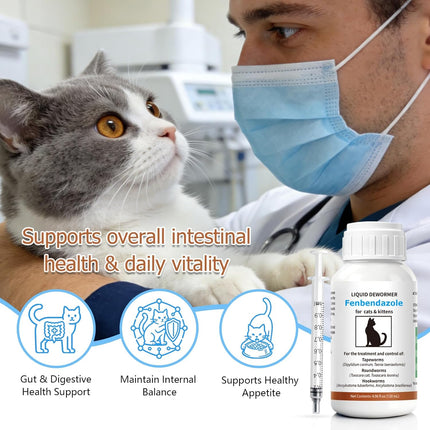 Dewormer for Cats - Fenbendazole for Tapeworms, Roundworms & Hookworms Broad Spectrum Dewormer
