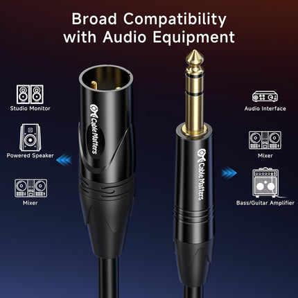 Cable Matters 6.35mm (1/4 Inch) Short TRS to XLR Cable - 3ft, Male to Male XLR to TRS Cable, Black – Not for Microphone Use