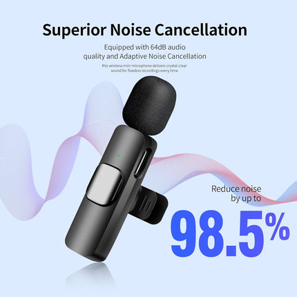 Wireless Microphone for iPhone iPad and Android Phone, 2 Pack Wireless Lavalier Lapel Mic with Noise Reduction, Plug and Play Mini Microphone for Video Recording Interview Podcast YouTube TikTok Vlog