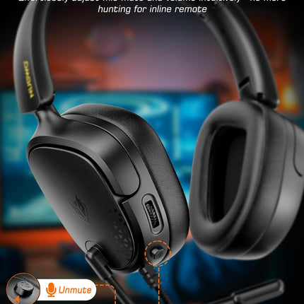 NUBWO HG04L Gaming Headset for PS5/PS4, Xbox Series X|S/Xbox One, Switch – 250g Lightweight, Clear Unidirectional Mic, Soft Memory Earmuffs, 3.5mm Jack for Gaming & Work - Black