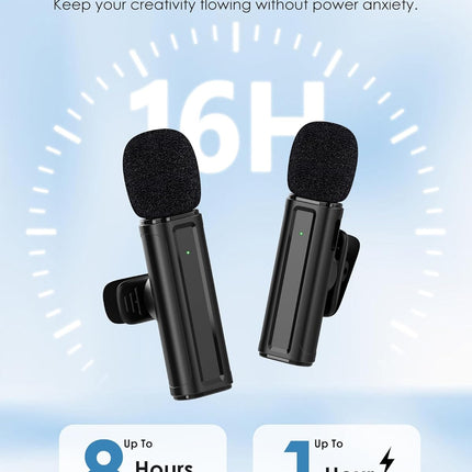 Wireless Mini Microphone for iPhone, iPad, Android, 2 Pack Lavalier Mic with 360° Rotatable Clip, Plug and Play Noise Reduction USB-C Mic for Video Recording YouTube TikTok Podcast Content Creators