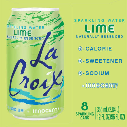 La Croix Sparkling Water, Lime, 12 Fl Oz (pack of 8)
