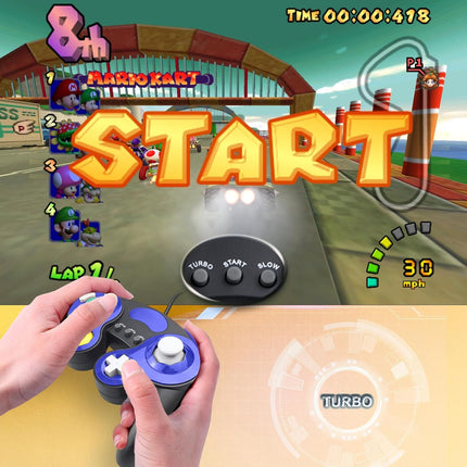YSDZSW Upgraded GameCube Controller with TURBO Function, Classic Wired Controller for Wii/GameCube (Black-Blue)