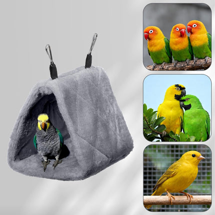 2 Pack Warm Bird Nest House, Plush Hanging Hammock & Snuggle Cave for Pet Birds, Soft Cozy Hideaway Tent Sleeping Bed for Parrot, Macaw, Budgies, Cockatiels, Conures, Lovebirds (Small, Blue & Grey)