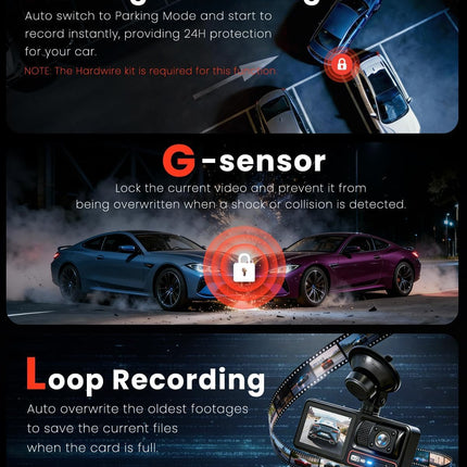 3 Channel Dash Camera for Cars,Triple Lens 4K+1080P+1080P Dash Cam Front Rear Inside,Built-in 5G WiFi & App, Night Vision,24H Parking Mode,Loop Recording,170° Wide Angle,32GB Card Included(Black)