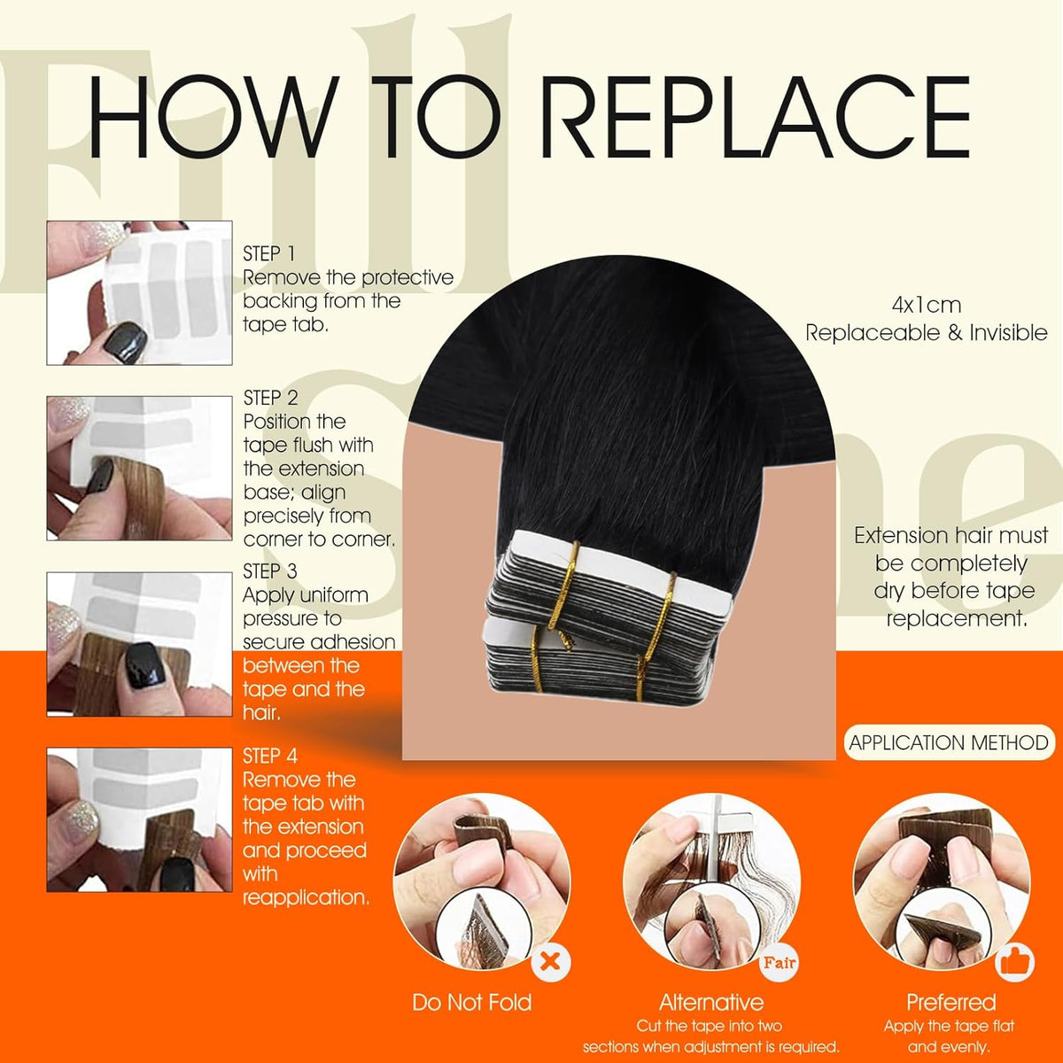 18-Inch Jet Black Remy Human Hair Tape-In Extensions - photo 5