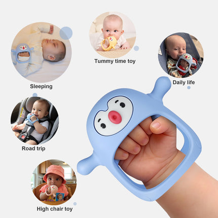 Baby Teething Toys for 0-6Months, Teethers for Babies 3-6Months | Penguin Teether | Hand Teether |Teething Mittens for Teething Relief, Baby Pacifier |Teething Pacifiers for Baby, Light Blue