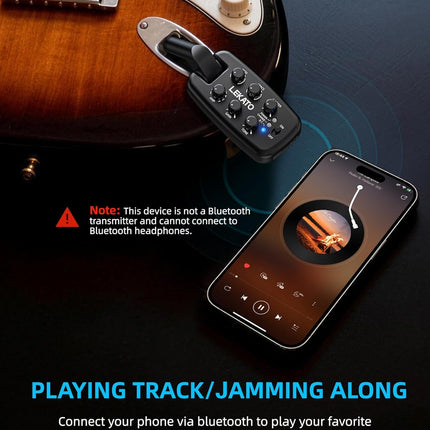 LEKATO PA-2 Guitar Headphone Amp for Electric Guitar, Bass Guitar Headphone Amplifier for Portable Practice, 9 Amp Models, 3 Mod Effects, 3 Space Effects, with Bluetooth Receiver, USB OTG Recording