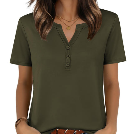 Blusas de verano para mujer con cuello V y manga corta, elegantes y casuales