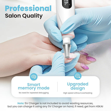 Electric Nail File Drill, Cordless Toe Nail Grinder for Thick Toenails & Callus, 10-Speed 2000mAh Rechargeable Nail Filer, Manicure Pedicure Kit with LED Lamp, Gifts for Men Women