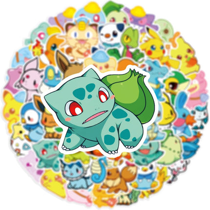 50Pcs Cartoon Poke Stickers for Kids, Vinyl Waterproof Game Monster Decal for Water Bottle Laptop Sticker for DIY Decorate Bumper Phone Hard Hat Kids Teens Gifts (BKM50)