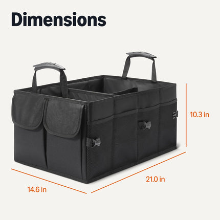 Amazon Basics Trunk Organizer for Car, MultiCompartment Car Storage, Foldable, 13.5 Gallon, Black