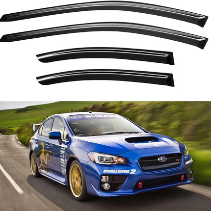 YQAUTEC Window Visors Rain Guards Shield Compatible with 2015-2021 Subaru WRX, Window Wind Deflectors Vent Shades for 15-21 Premium Limited STi