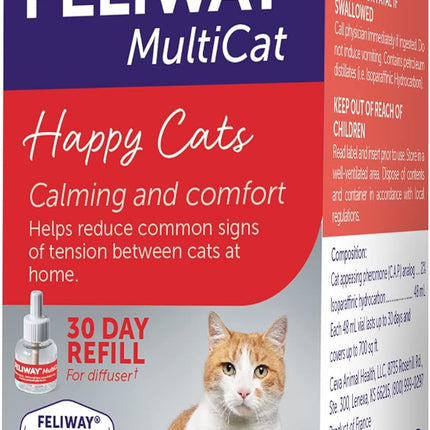 FELIWAY® MultiCat 30 Day Cat Calming Refill for Pheromone Diffuser, 48ml - 1x 30 Day - Helps Reduce Conflicts and Signs of Tension in Multi-Cat Households