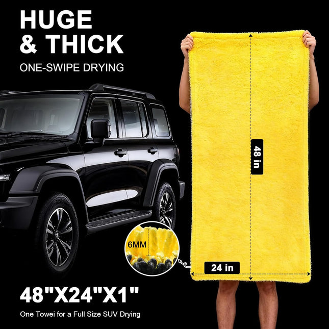1400 GSM Car Drying Towels Car Detailing– XXL Microfiber Towels for Cars, Trucks (48" x 24") - photo 2