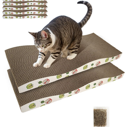 Cat Scratching Board, Corrugate Cat Scratcher with Catnip, 2 Pack