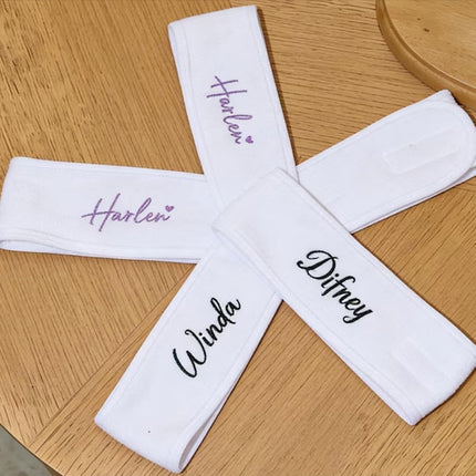 Personalized Embroidery Spa Headbands for Women Custom Soft Adjustable Face Wash Headband for Face Washing, Shower, Facial Mask, Yoga