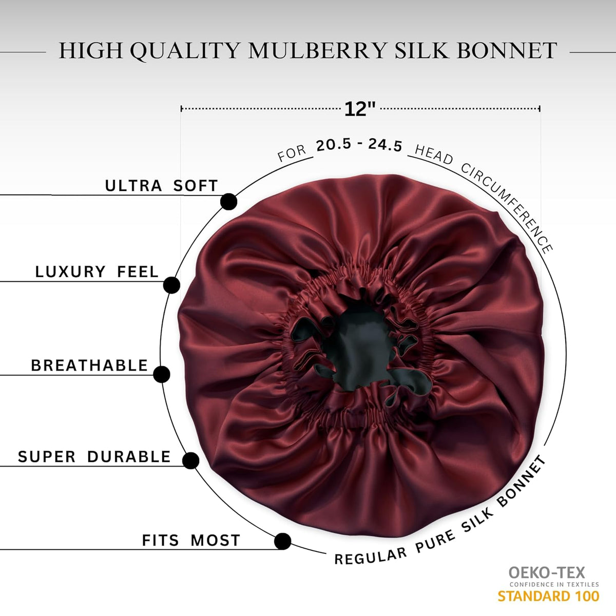 100% Pure Silk Bonnet for Sleeping Women - Reversible Mulberry Silk Hair Wrap - Satin Sleep Bonnet for - photo 5
