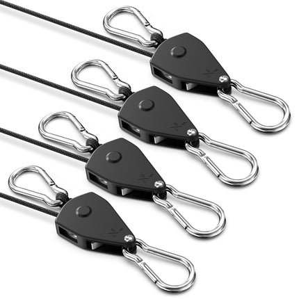 Ratchet Tie Down Straps, 1/4" Adjustable Rope Hangers 4 Pack, 12FT Tie-Down