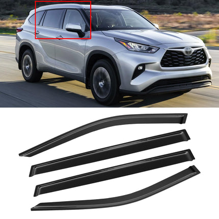 Window Visor for Jeep Cherokee 1984-2001 (Excludes Limited Model), Out-Channel Rain Guards Shields Vent Deflector Shade Wind Dark Smoke, Tape-On Outside-Mount, 4PCS