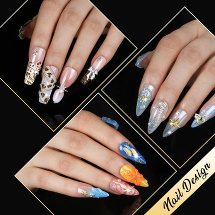 Gold and Silver Nail Charms and Gems Set, 6 Boxes Multi-Shapes Nail Gems Nail Rhinestones Nail Pearls for Nail Art Design