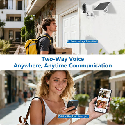 2K Security Camera Wireless Outdoor,Solar Powered WiFi Cameras for Home Security with Motion Detection,Color Night Vision(Spotlight),Instant Alert,2-Way Audio,Siren&SD/Cloud Storage,IP65,2.4GHz,2 Pack