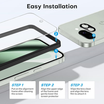 OMOTON 3 Pack Screen Protector for Google Pixel 10a +2 Pack Camera Lens Protector with Alignment Framework, Tempered Glass/Bubble Free/Scratch Resistant-6.3 inch