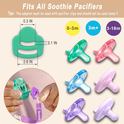 Silicone Pacifier Clip Adapter Ring for Philips Avent Soothie, 4 Pack 100% Food-Grade Silicone Binky Clips Holder Adapter Rings Competible with Avent Soothie,BPA-Free Soft Flexible Safe Durable, Green